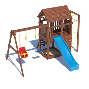 Детская площадка CustWood Scout SC4+ с большой деревянной крышей